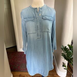 J.Crew 3/4 Sleeve Chambray Popover Dress